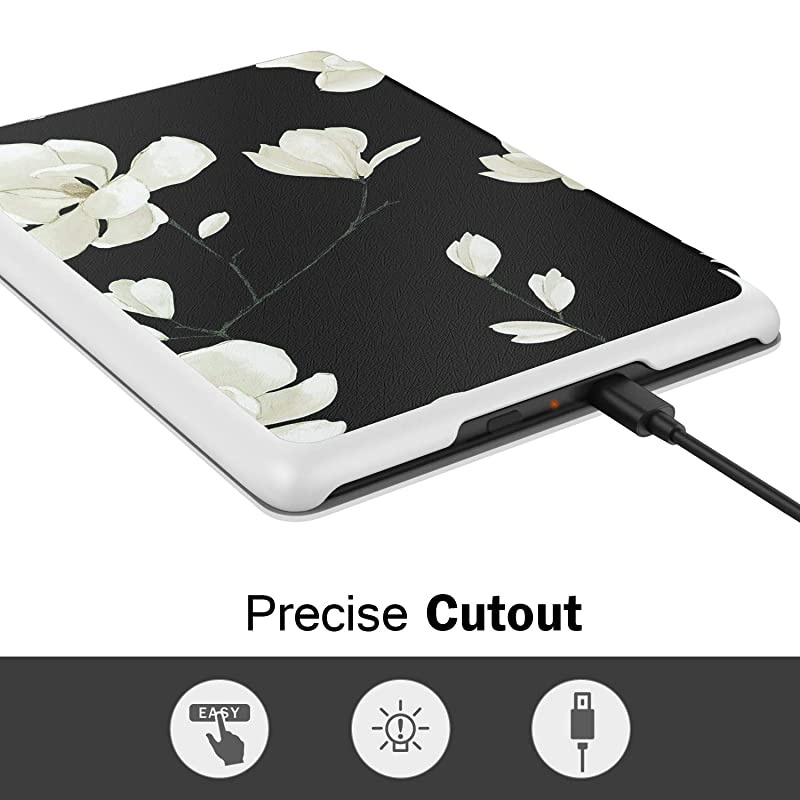 Case Fits Kindle Paperwhite 10th Generation 2018 Release Thinnest Lightest Smart Shell Cover with Auto WakeSleep for  Kindle Paperwhite 2018 EReader Black amp White Magnolia