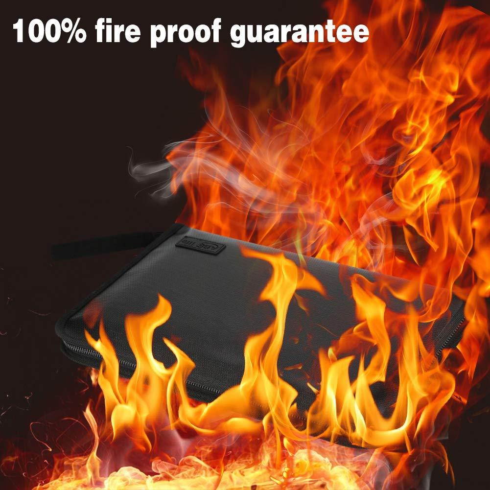 ABC Life Fireproof File Folder and Water Resistan with Silicone-Coated Fiberglass Heat Resistant Money Document Bag with A4 Size 12 Pockets Zipper Closure Portable Filing Organizer Pouch(14.3' x9.8')