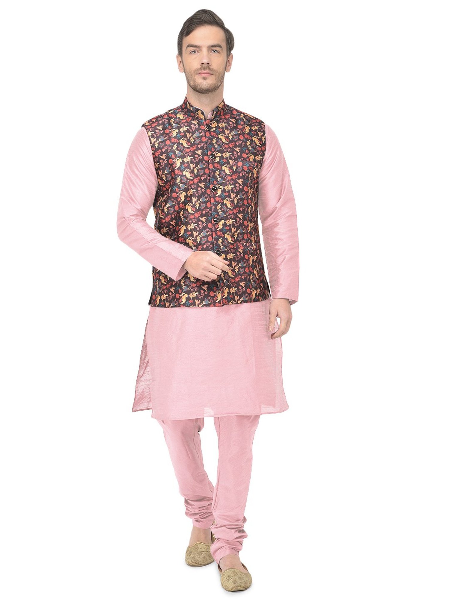 SG LEMAN Pink Regular Fit Printed Kurta Set