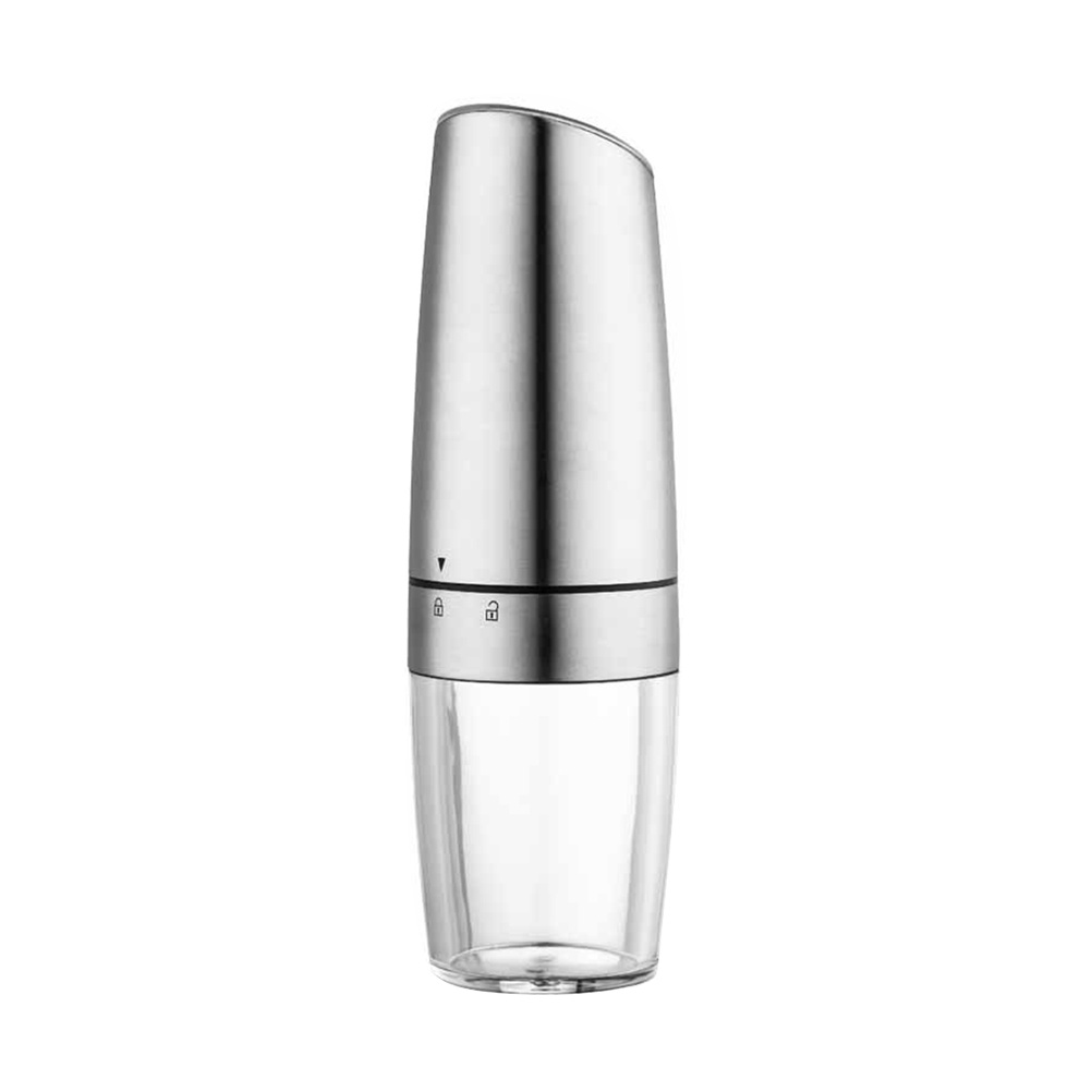 Stainless Steel Pepper Grinder Sensor Electronic Salt Shaker Salt Pepper Mill without Battery for Kitchen Restaurant Party (Silver)