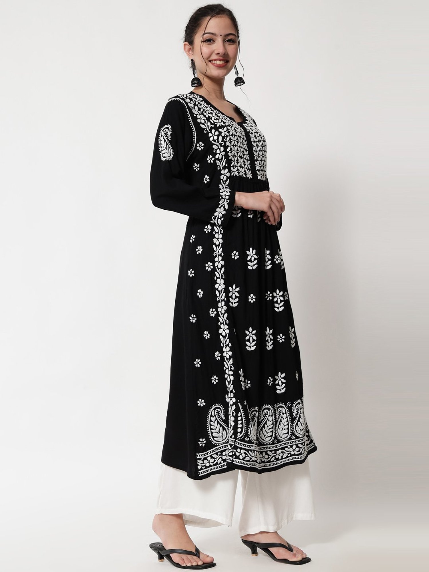 PARAMOUNT CHIKAN Black Chikankari A Line Kurta