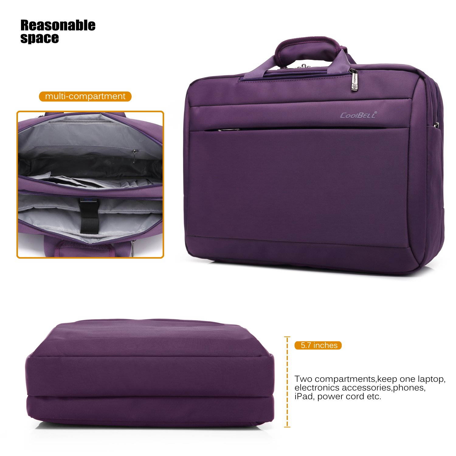 CoolBELL Convertible Backpack Messenger Bag 17.3 Inch Laptop Shoulder Bag Expendable Business Briefcase Extra Large Multi-Functional Travel Computer Bag for Men,Black