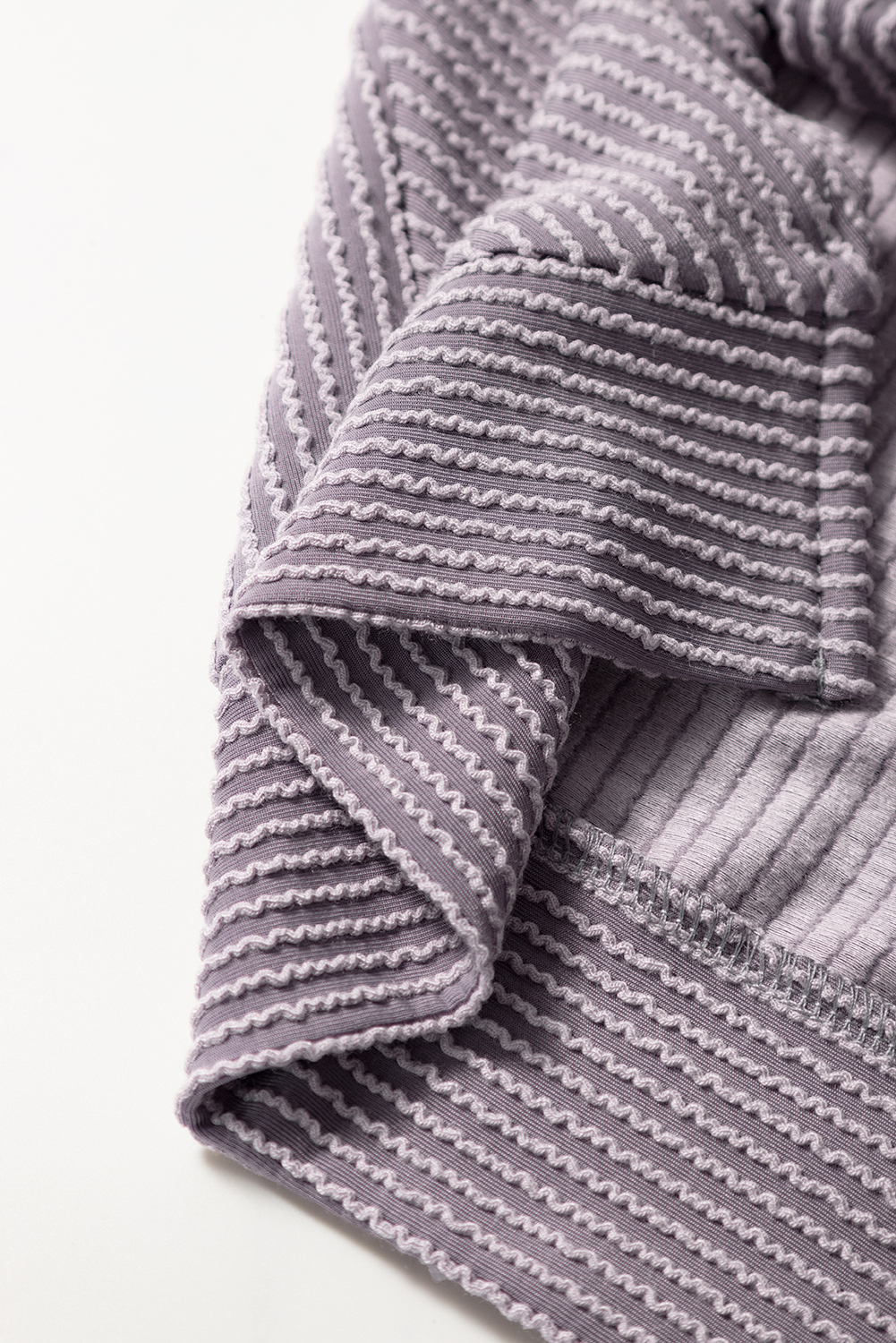 Green Solid Color Quilted Long Sleeve Top and Wide Leg Pants Set