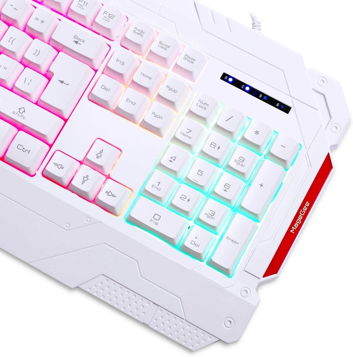 PC Gaming Keyboard and Mouse Combo, GK806 LED Rainbow Backlit USB Keyboard and Mouse Set, G7 Gaming Mouse and Keyboard 104 Key Computer PC Gaming Keyboard with Wrist Rest-White