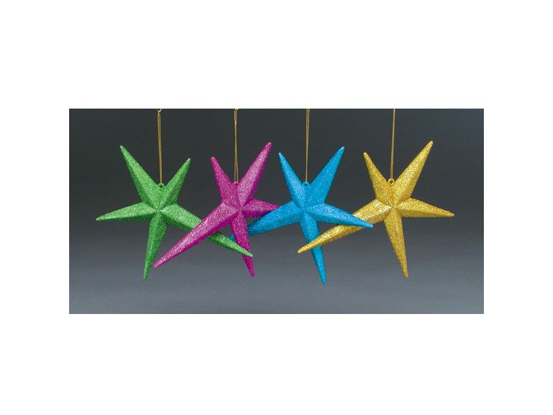 Kurt S. Adler 4ct Glitter Star Christmas Ornament Set 7" - Multi-Colored