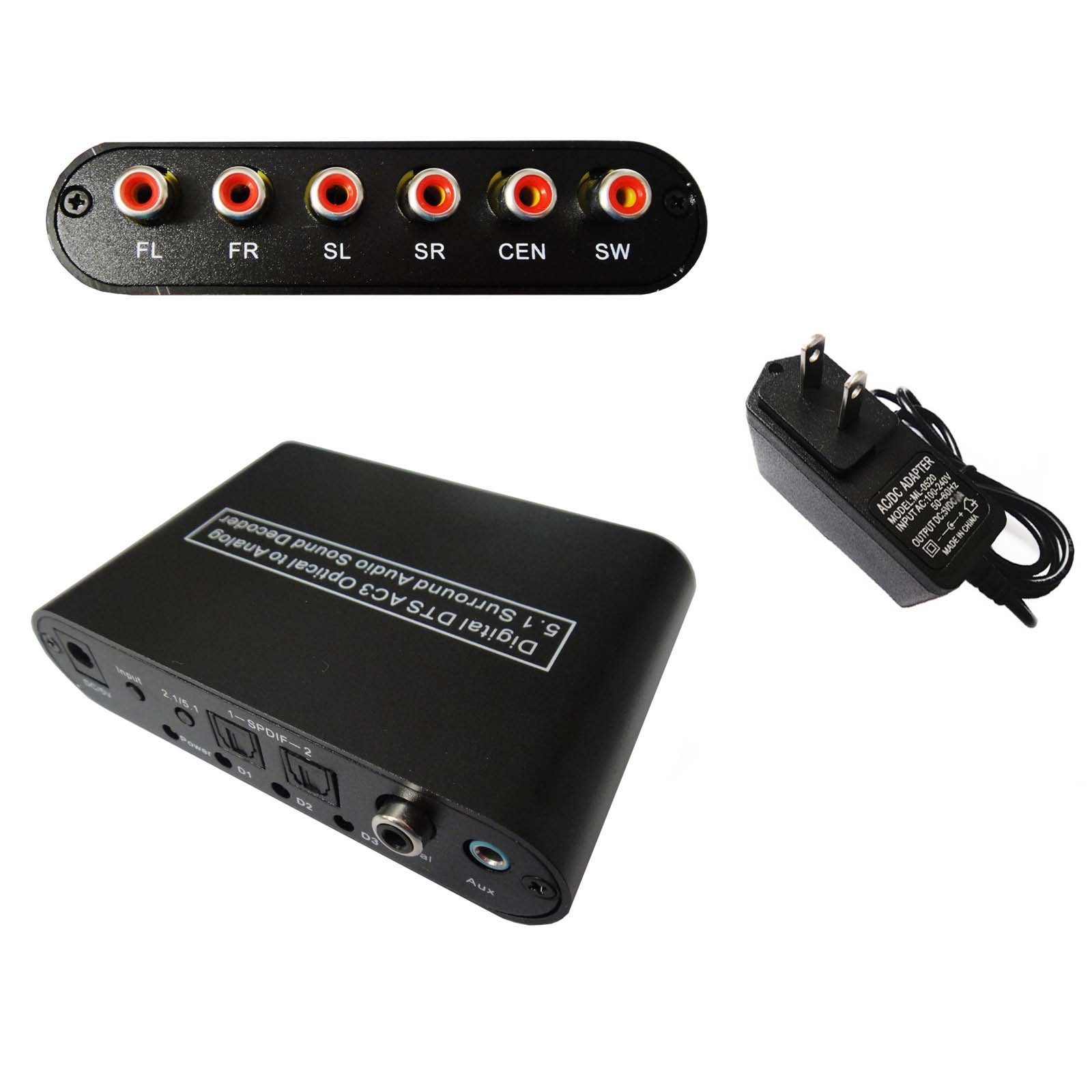 EULAN 5.1 Audio Rush Digital Sound Decoder Converter, Digital DTS AC3 Optical to Analog 5.1 Surround Audio Sound Decoder