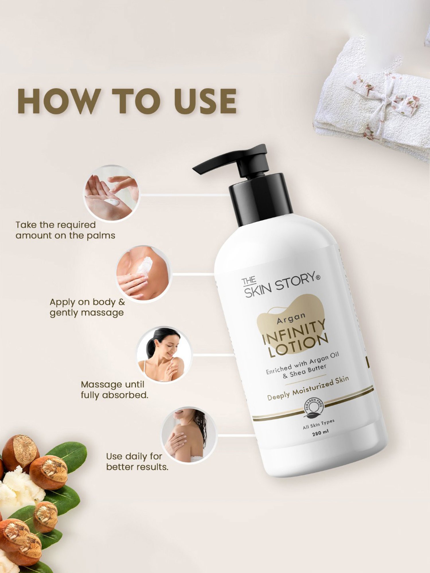 The Skin Story Shea Butter Argan Infinity Lotion for Deeply Moisturized Skin - 280 ml