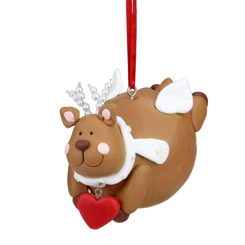 Roman 4" Whimsical Brown Reindeer Angel Christmas Ornament