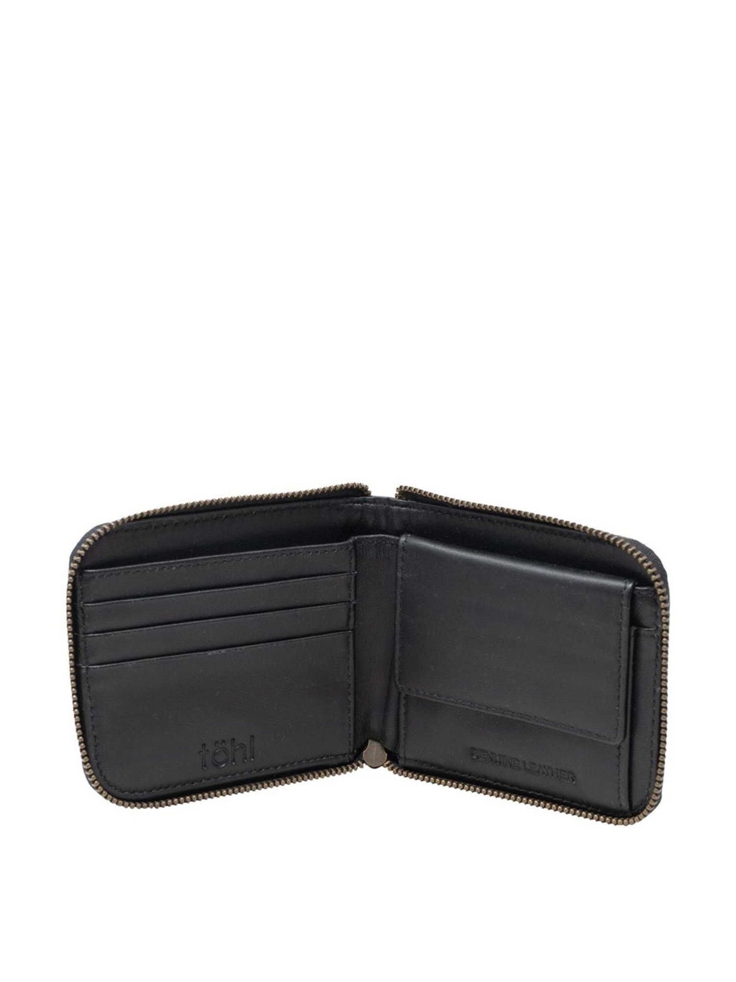 Tohl Beige Casual Leather Bi-Fold Wallet for Men