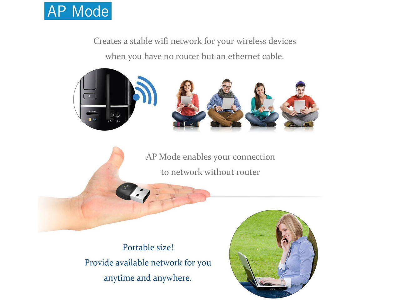 WI-FI Adapter - Wavlink WN682A1 600Mbps Dual Band Nano Wireless USB Wifi Adapter,  802.11ac/a/b/g/n Network Lan Card 2.4G/150Mbps + 5G/433Mbps For Windows XP/Vista/7/8/8.1/10 (32/64bits) MAC OS