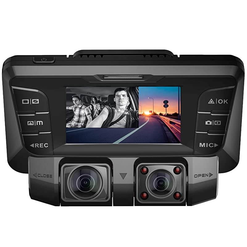 C2 Dash Cam with Infrared Night Vision Dual 1080P Front and Inside Dash Camera for Cars Truck Taxi