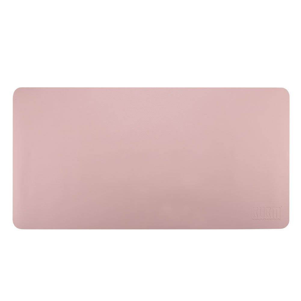 BUBM PU Leather Mouse Pad Mat Waterproof, Perfect Desk Writing Mat for Office and Home,Ultra Thin 2mm - 31.5"x15.8" (Pink)
