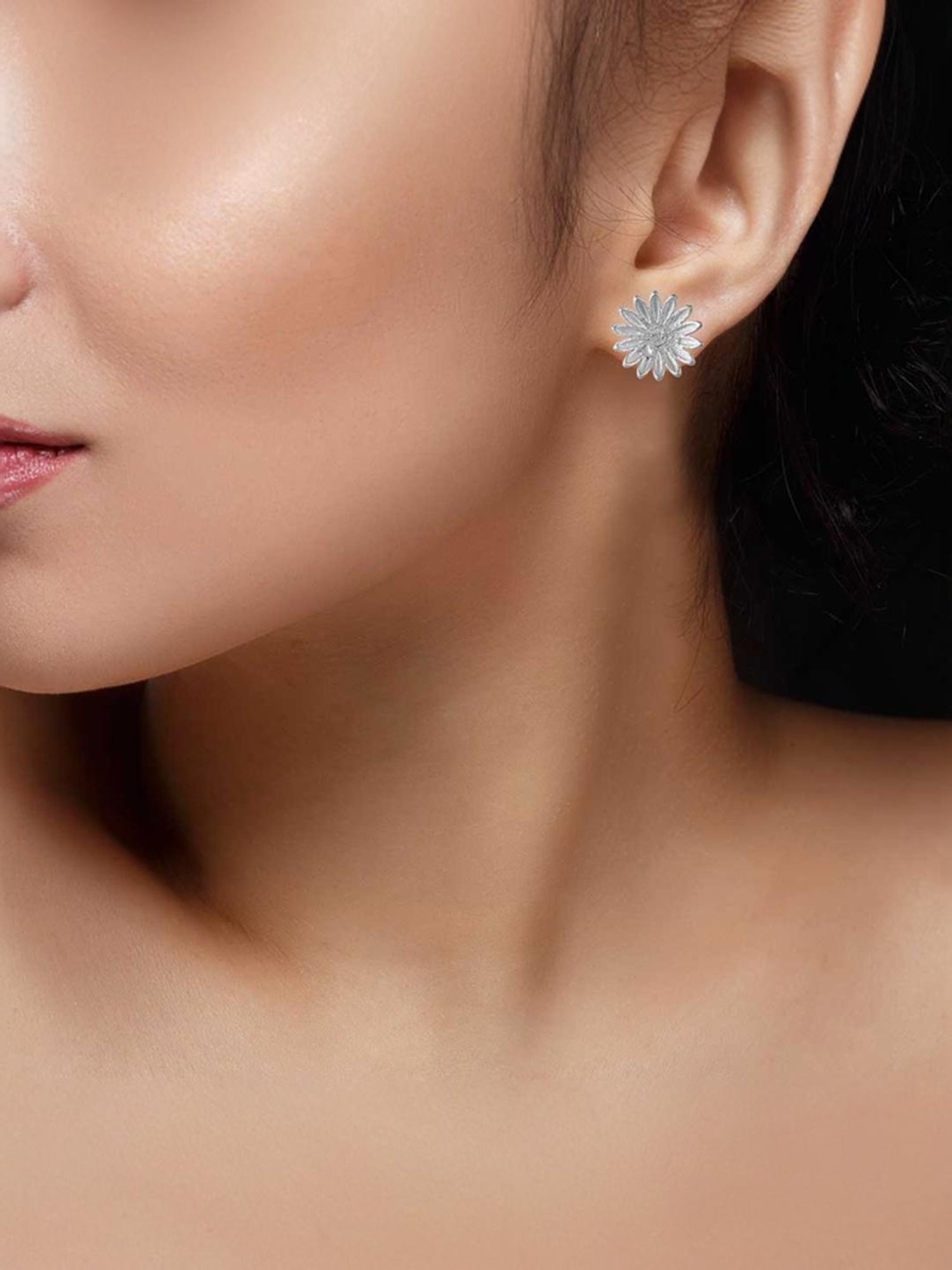 Rihi by P.C. Chandra Jewellers 92.5 Sterling Silver Jui Stud Earrings for Women & Girls