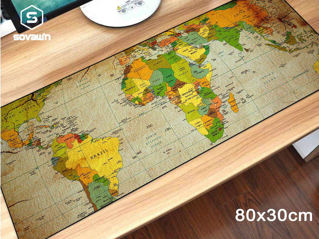 SOVAWIN World Map Gaming Mouse Pad XXL 80x30cm Extra Large Rubber Mouse Mat Anti-slip Keyboard Pad Extended mouse pad for Laptop Notebook Lol for Computer