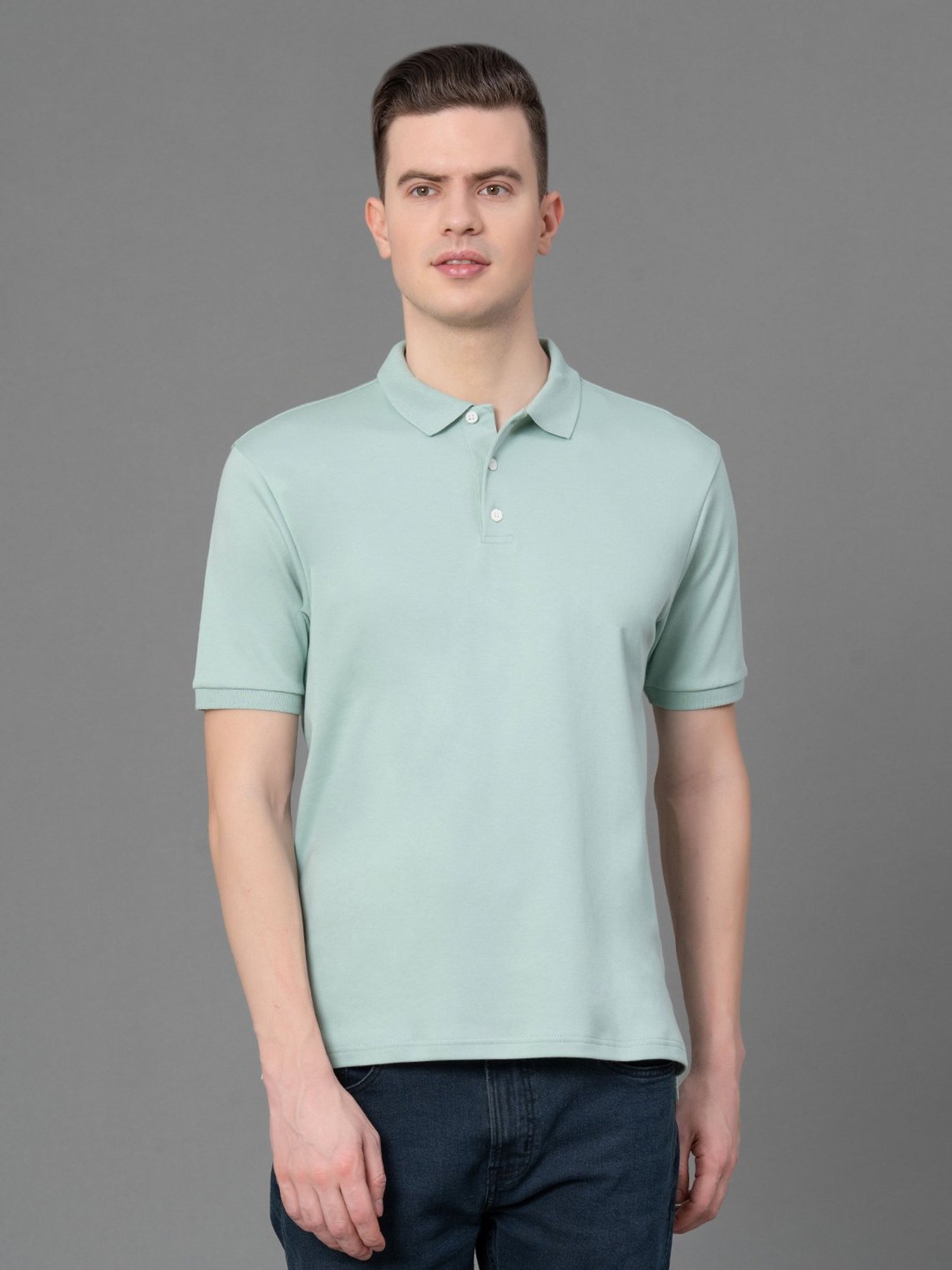 Red Tape Light Green Regular Fit Cotton Polo T-Shirt