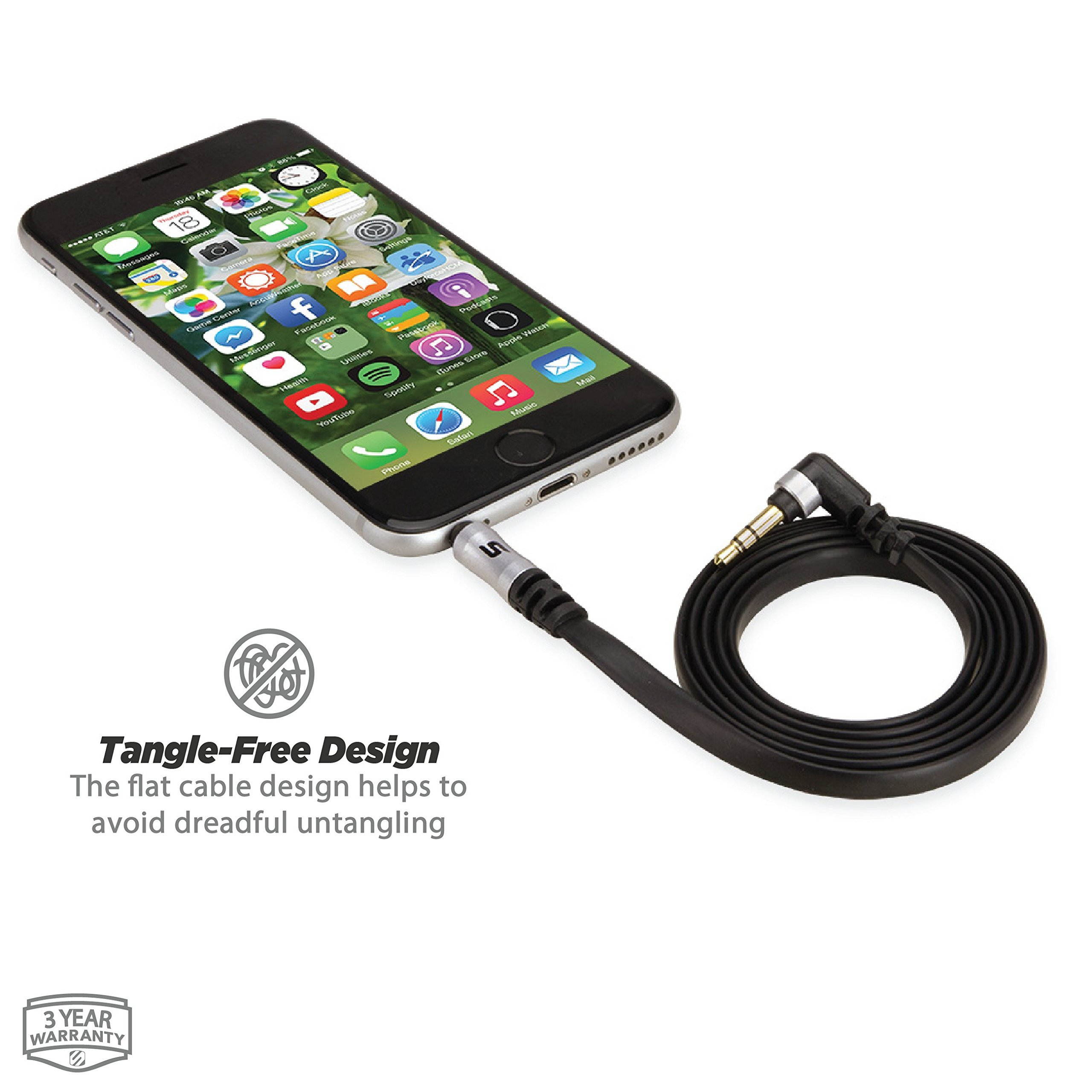 SCOSCHE IU3.5RCR Replay 3.5mm Retractable Auxiliary Audio Cable 3-Foot in Black