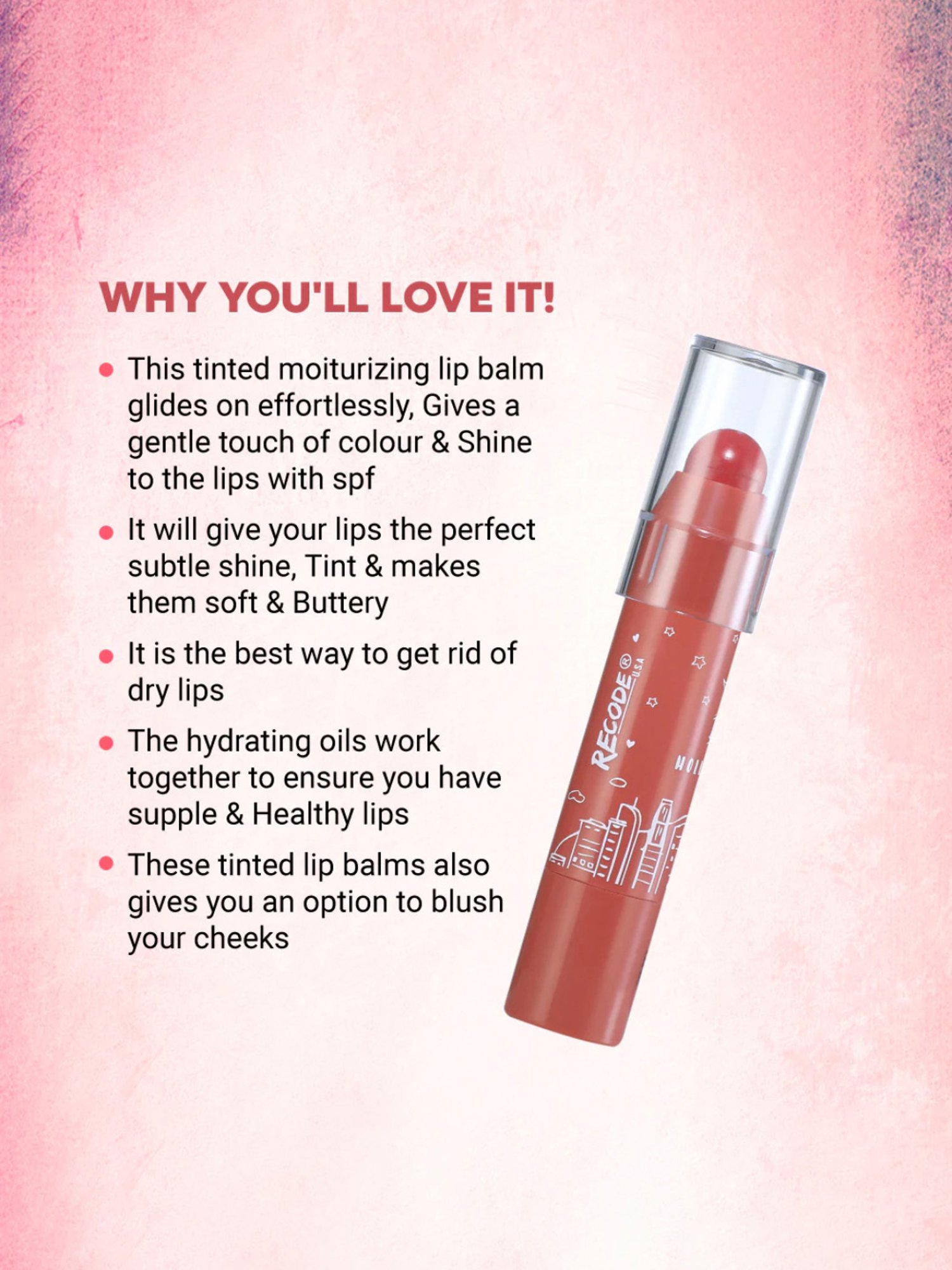 Recode Caress UR Lips Lip Moisturizer Balm Macchiato - 1.5 gm