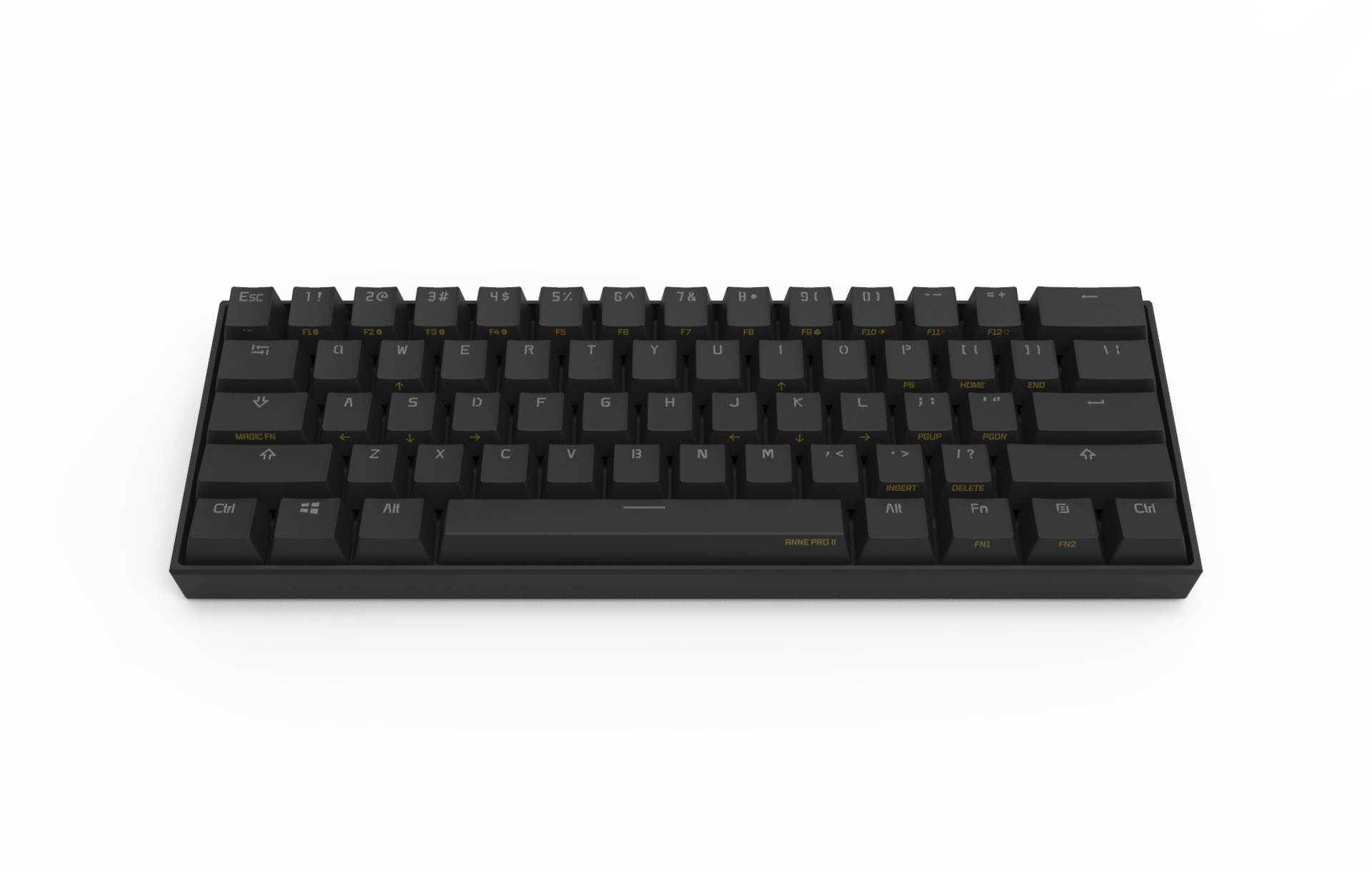 Anne Pro 2 Wired/ Wireless Gaming Mechanical Keyboard 60% RGB Bluetooth 4.0 PBT Key Cap N-Key Roll Over Type-c Red Switch (Black)