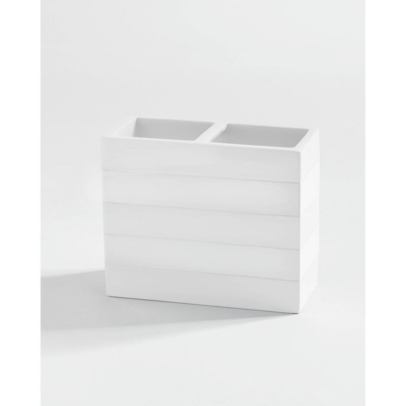 Lacquer Striped Toothbrush Holder White - Cassadecor