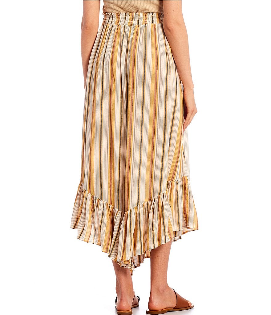 Angie Stripe Ruffle Hem Maxi Skirt