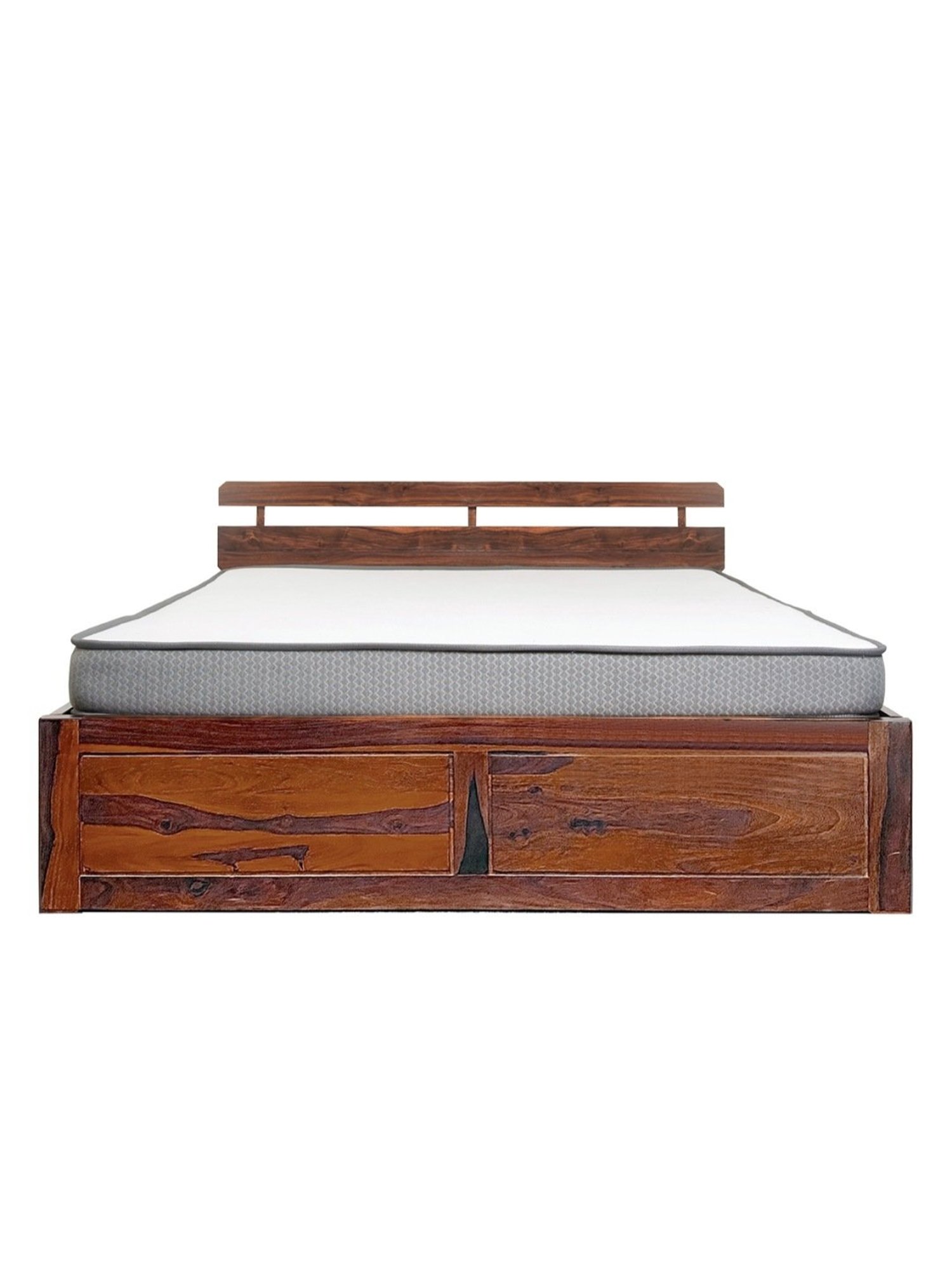 Duroflex Admire Brown Sheesham Wood With Storage Queen Bed in Honey Finish