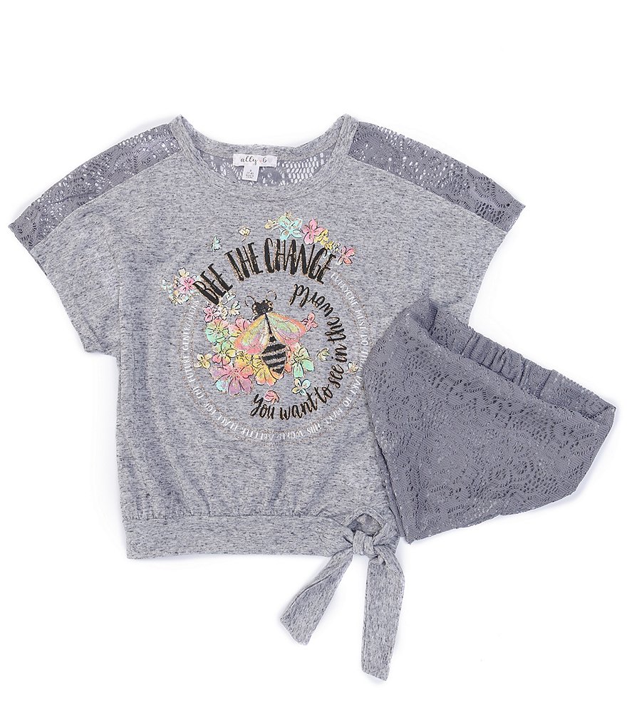 Ally B Big Girls 7-16 Short-Sleeve Be The Change Tie-Front Tee