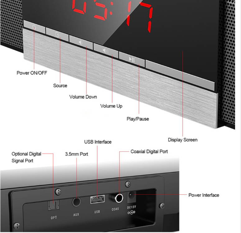 Bluetooth Sound Bar TV Speaker TV Sound Bar Wired and Wireless Bluetooth Home Surround SoundBar for PC Theater TV Speaker Built-in Subwoofers Hifi Stereo Column Surround Soundbar with Remote
