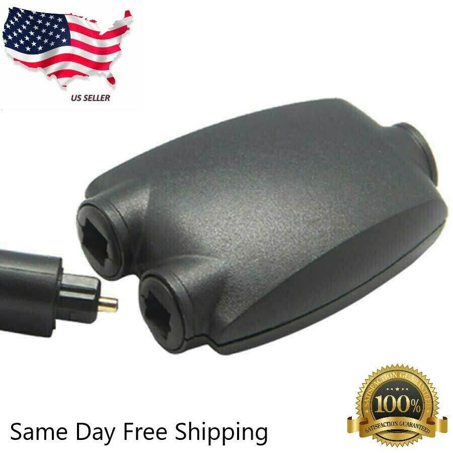 Toslink Cable Optical Digital Audio Splitter 2 Way Adapter Fiber Optic US Seller