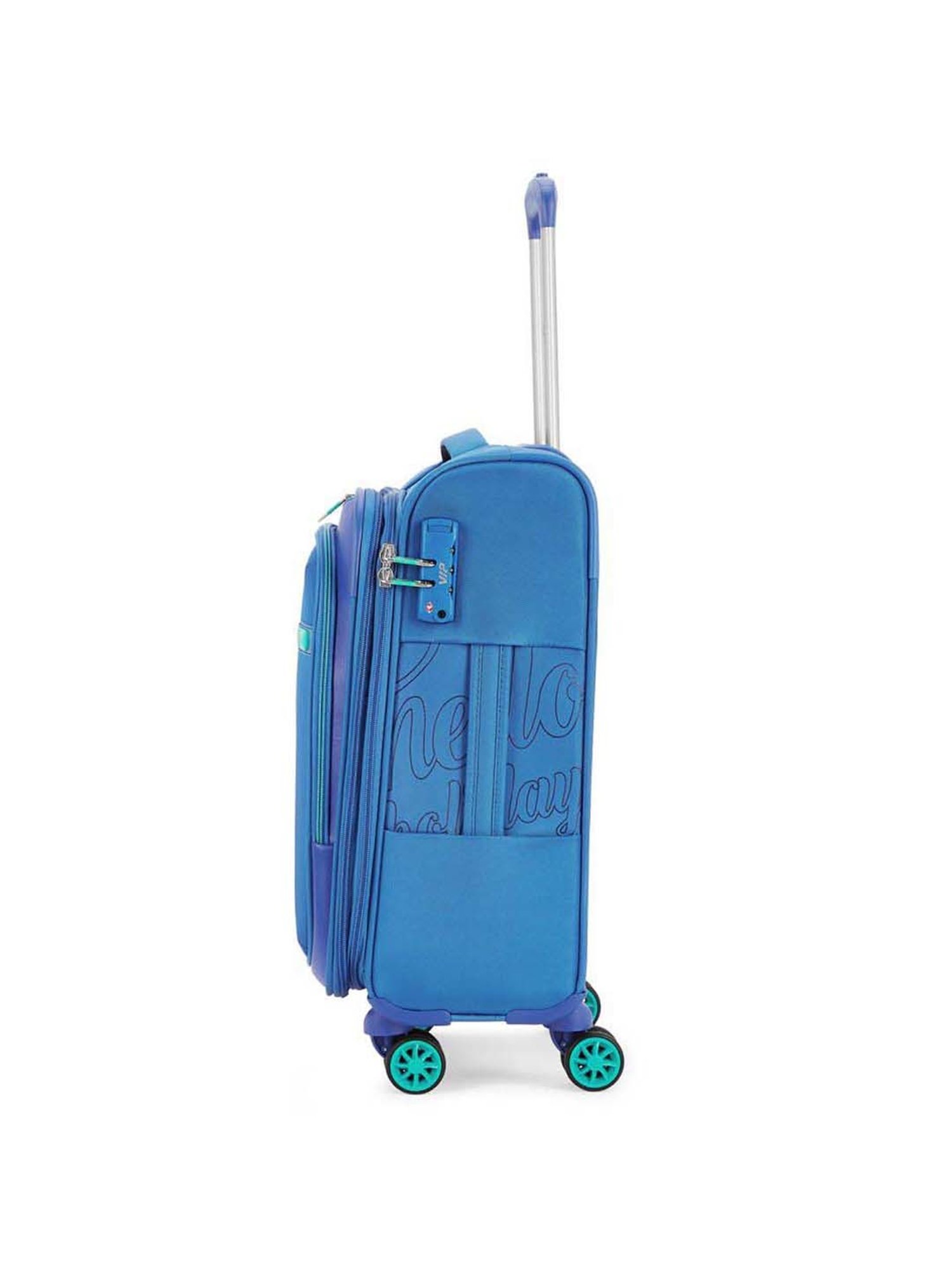 VIP Lucern Str Exp Blue Color Block Soft Cabin Trolley Bag - 37.5 cm