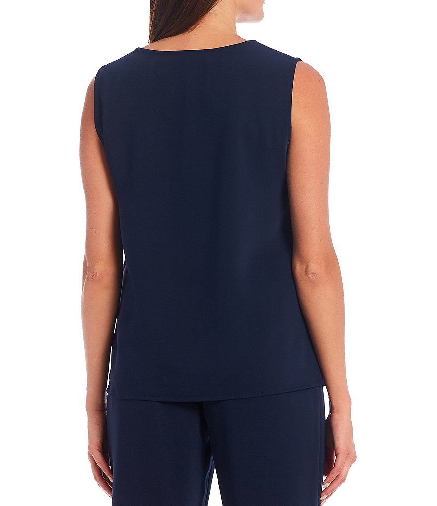 Caroline Rose Matte Crepe Scoop Neck Sleeveless Tank