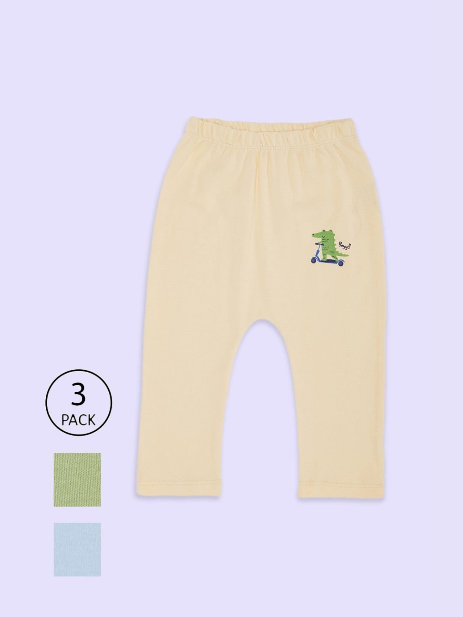 Ed-a-Mamma Baby Multicolor Solid Joggers (Pack Of 3)