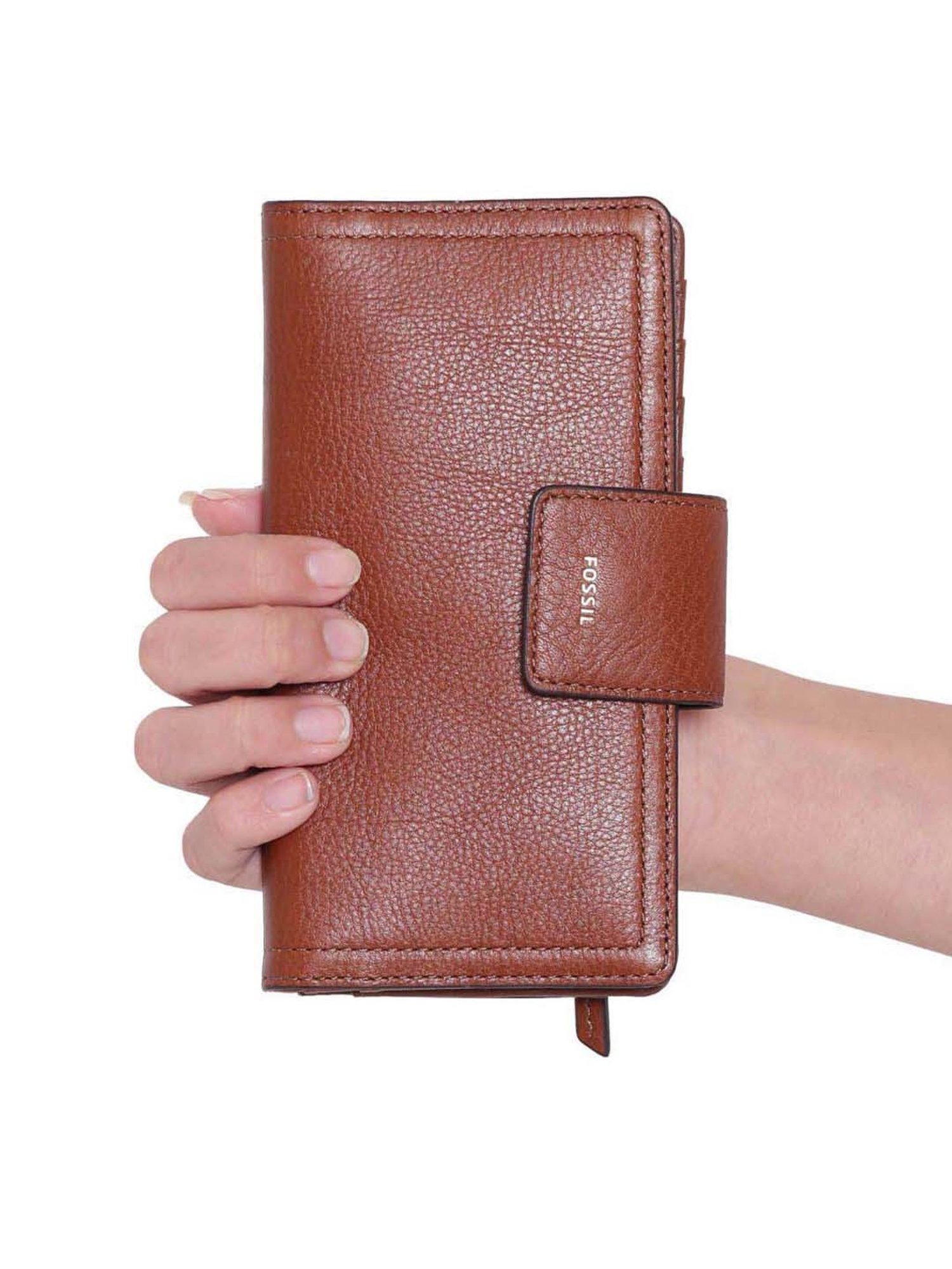 Fossil Logan Brown Solid Bi-Fold Wallet for Women