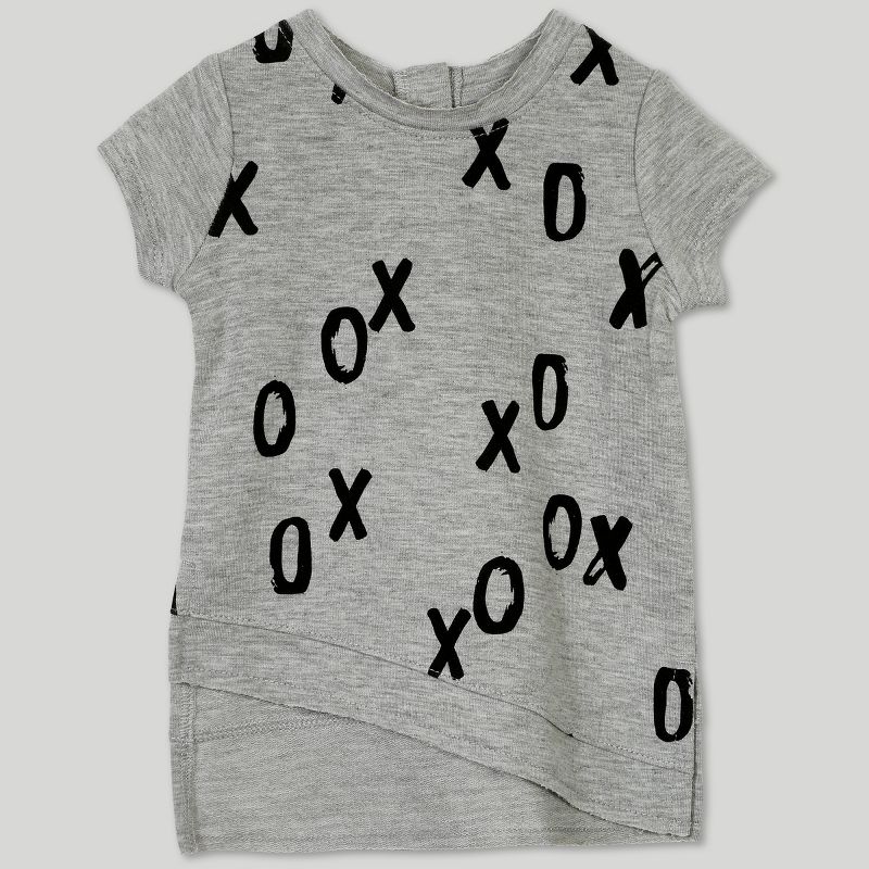 Afton Baby Girls' Street Short Sleeve High Low T-Shirt - Gray 0-3M