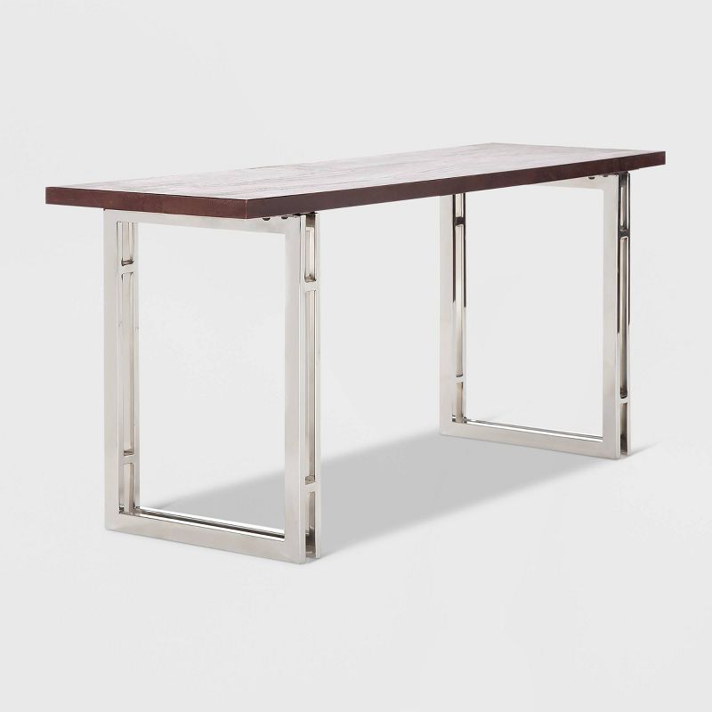 Highline Stainless Steel Metal Bench Dark Walnut Brown - Finch