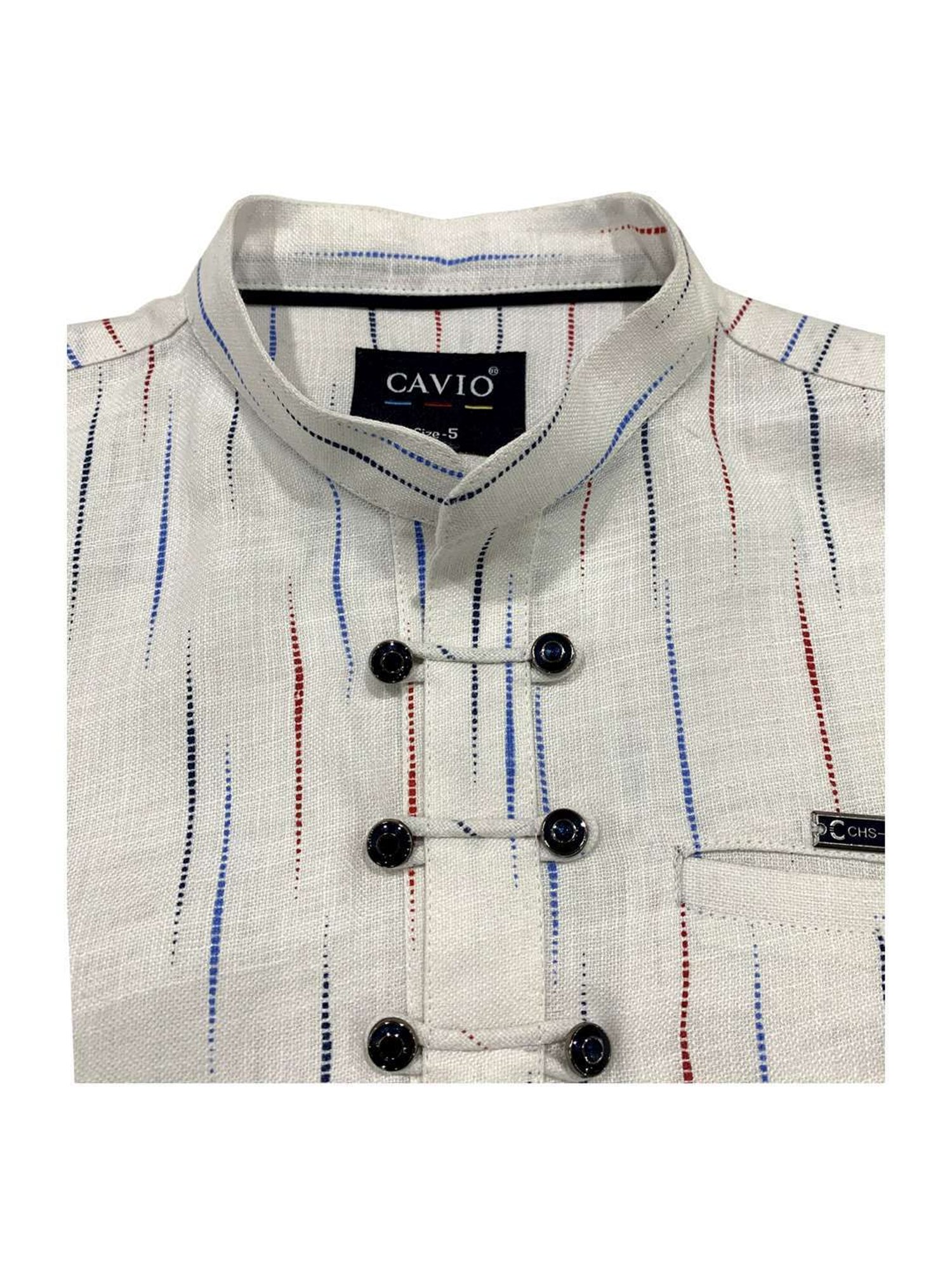 Cavio Boys White Cotton Printed Full Sleeves Shirt