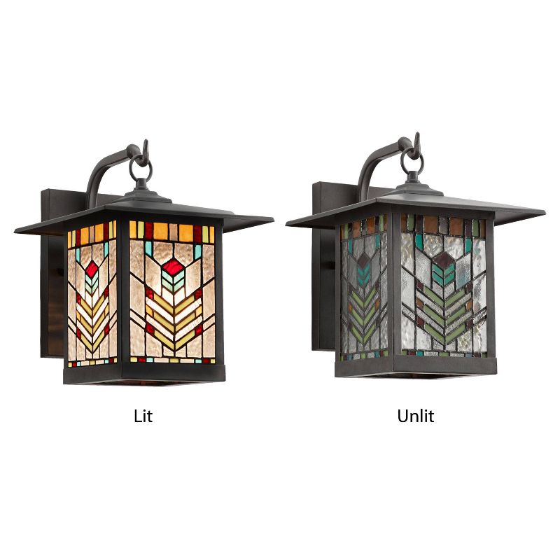 11.75" 1-Light Mission Style Outdoor Wall Lantern Sconce Oil Rubbed Bronze - River of Goods