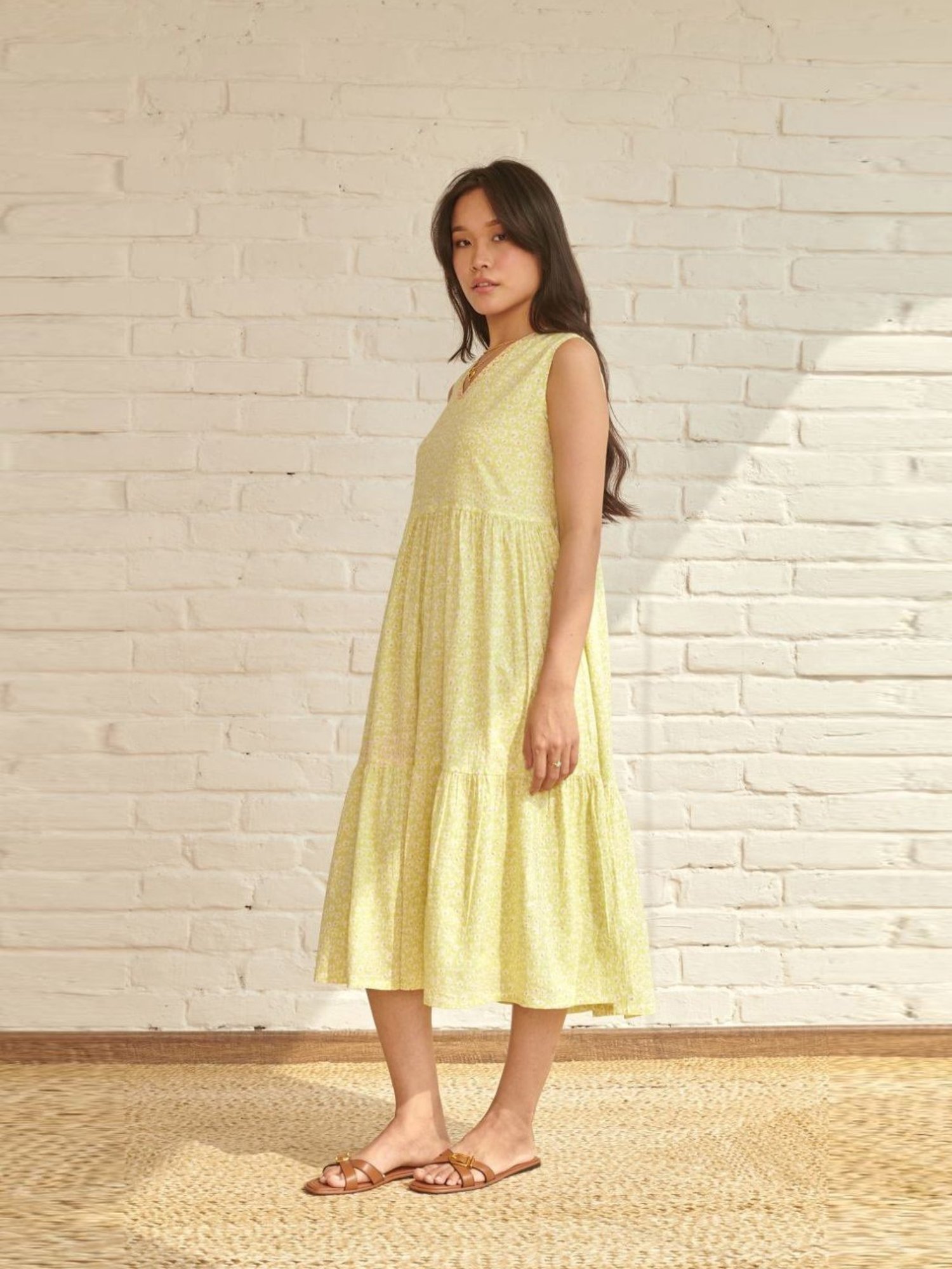 Prakriti Jaipur Green Flora Midi Dress