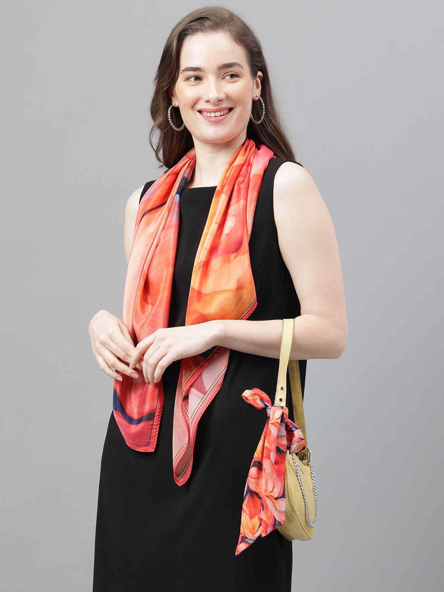 Tossido Peach Floral Scarf & Bag Scarf Set
