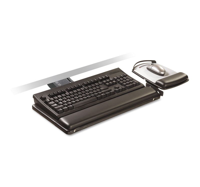 3M Sit/Stand Easy Adjust Keyboard Tray Highly Adjustable Platform Black AKT180LE