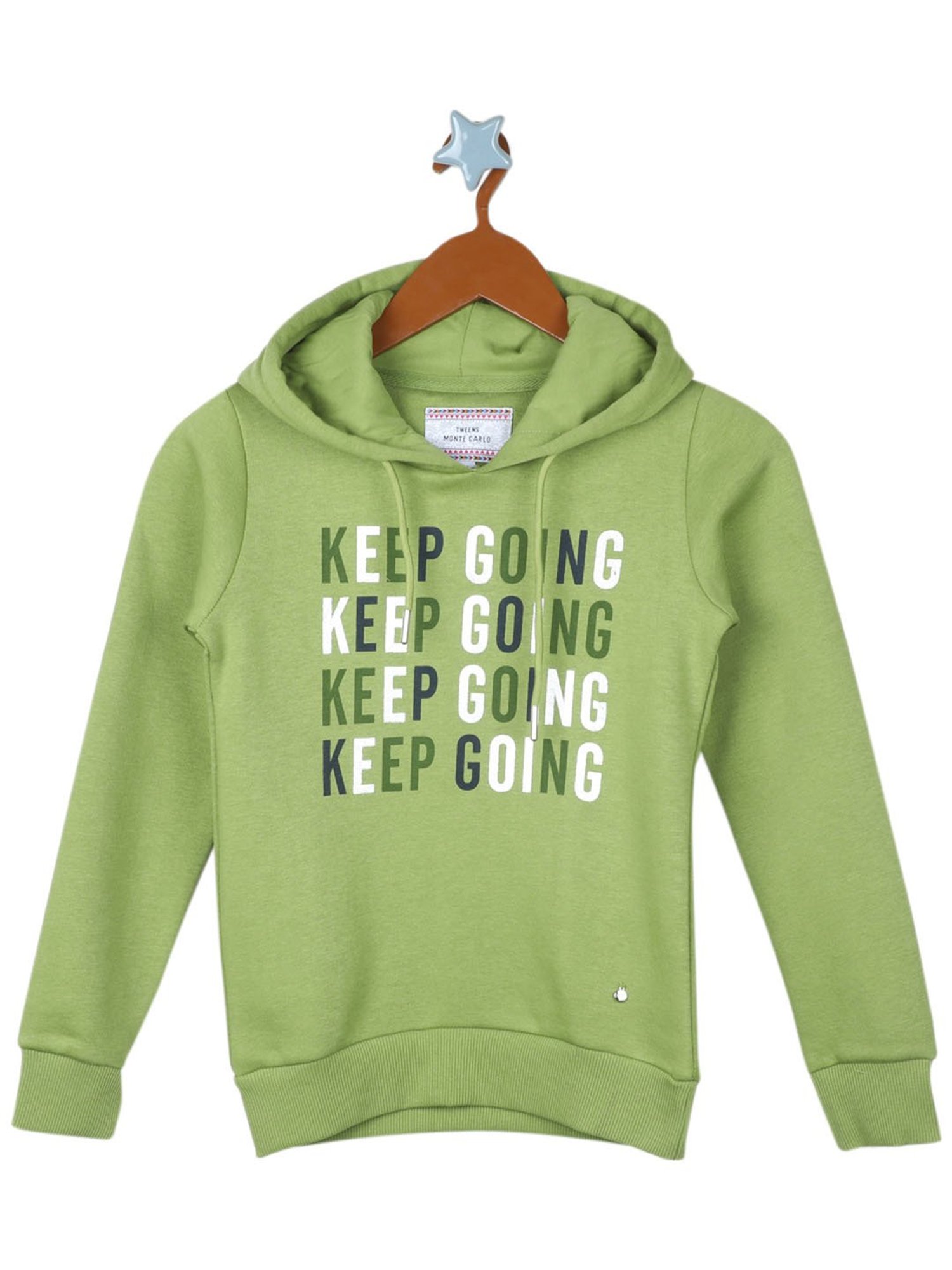 Monte Carlo Kids Green Printed Full Sleeves Sweatshirt