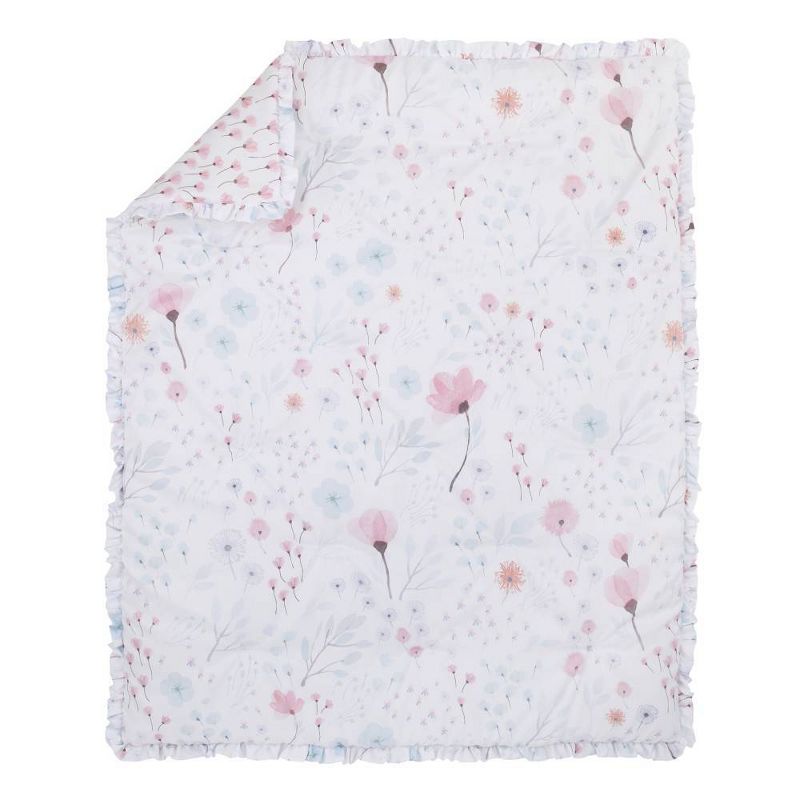 NoJo Lovely Watercolor Floral Crib Bedding Set - Pink/Aqua/Gray 8pc