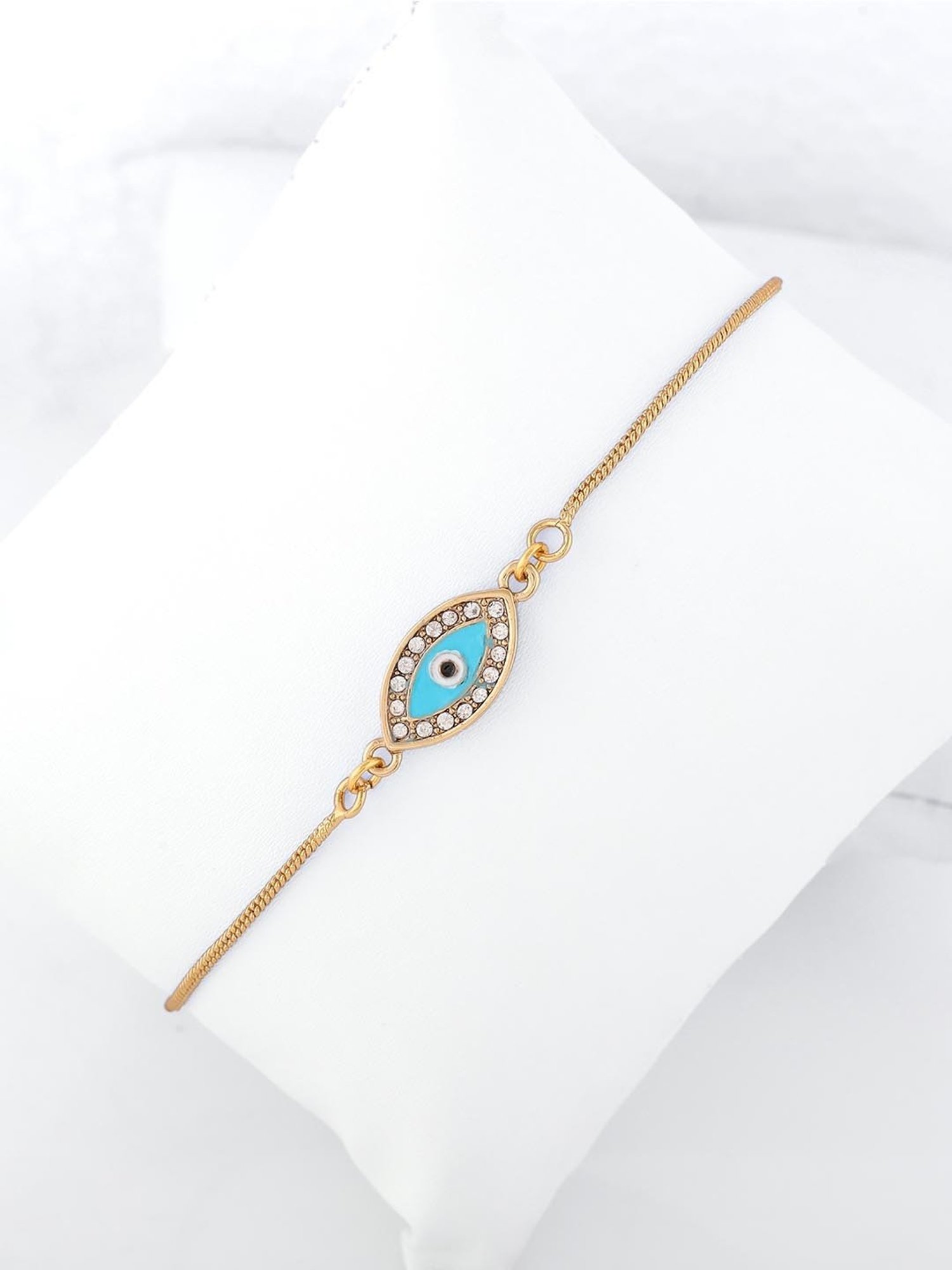 Estele Gold-Plated Spiritual Evil Eye Bracelet with Crystals & Enamel for Women