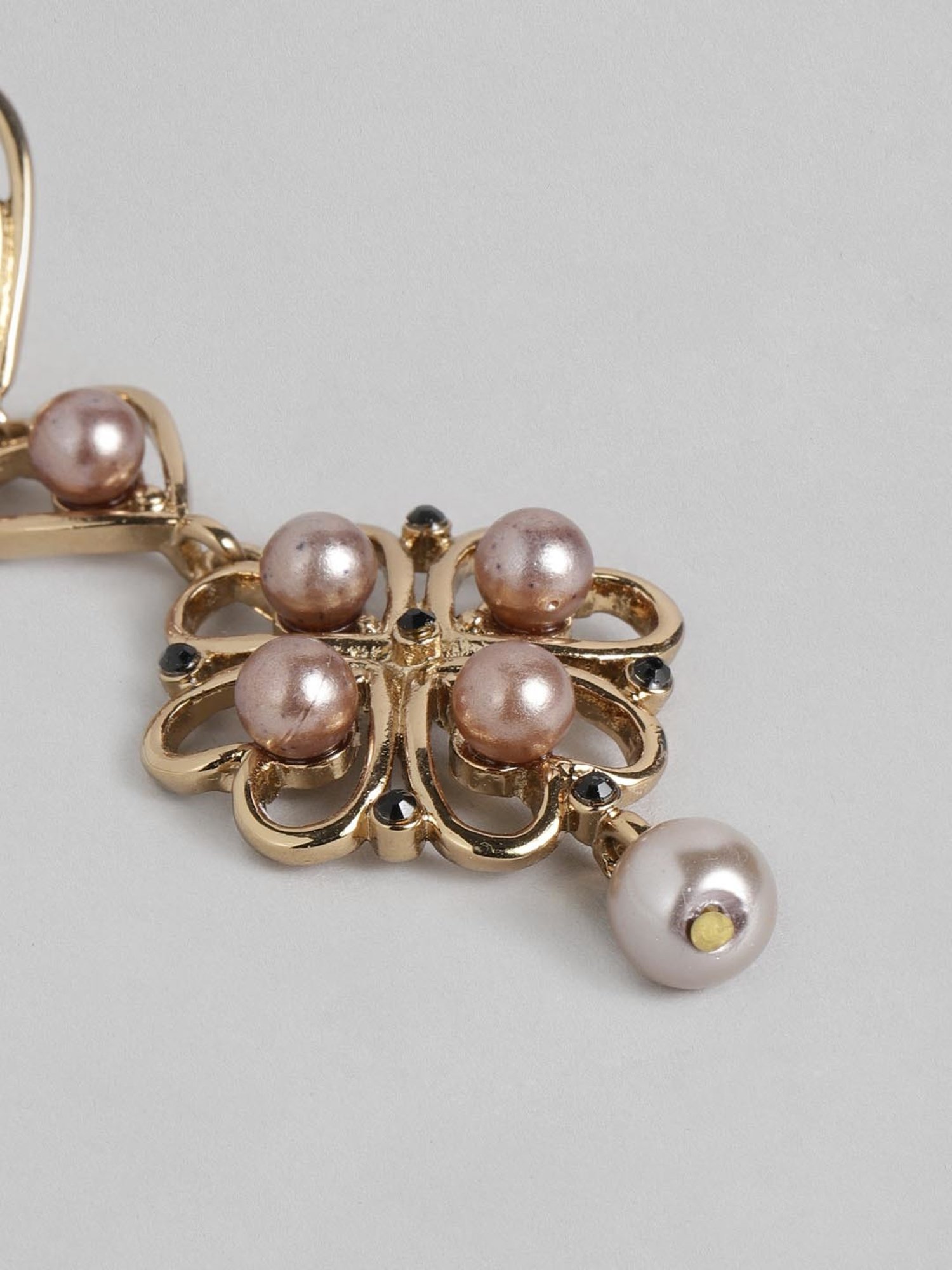 Estele Gold-Plated Flower Heart Earrings with Pearls for Girls/Women