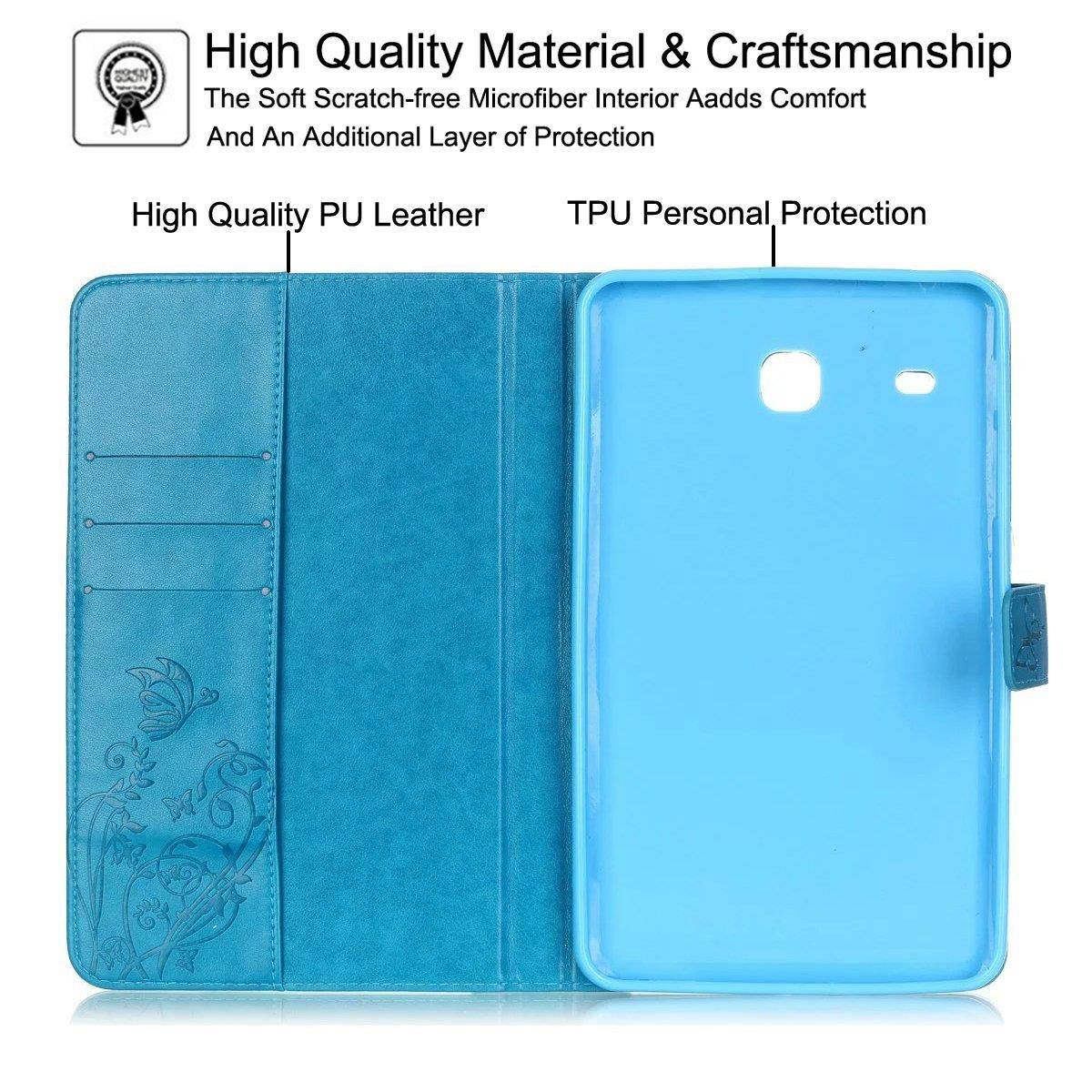 Galaxy Tab E 8.0 Case, Newshine PU Leather Magnetic Closure Flip Stand Wallet Cover with Auto Wake Up/Sleep Feature for Samsung Galaxy Tab E 8.0'' 2016 Released Tablet SM-T377/T375/T378 (Blue)