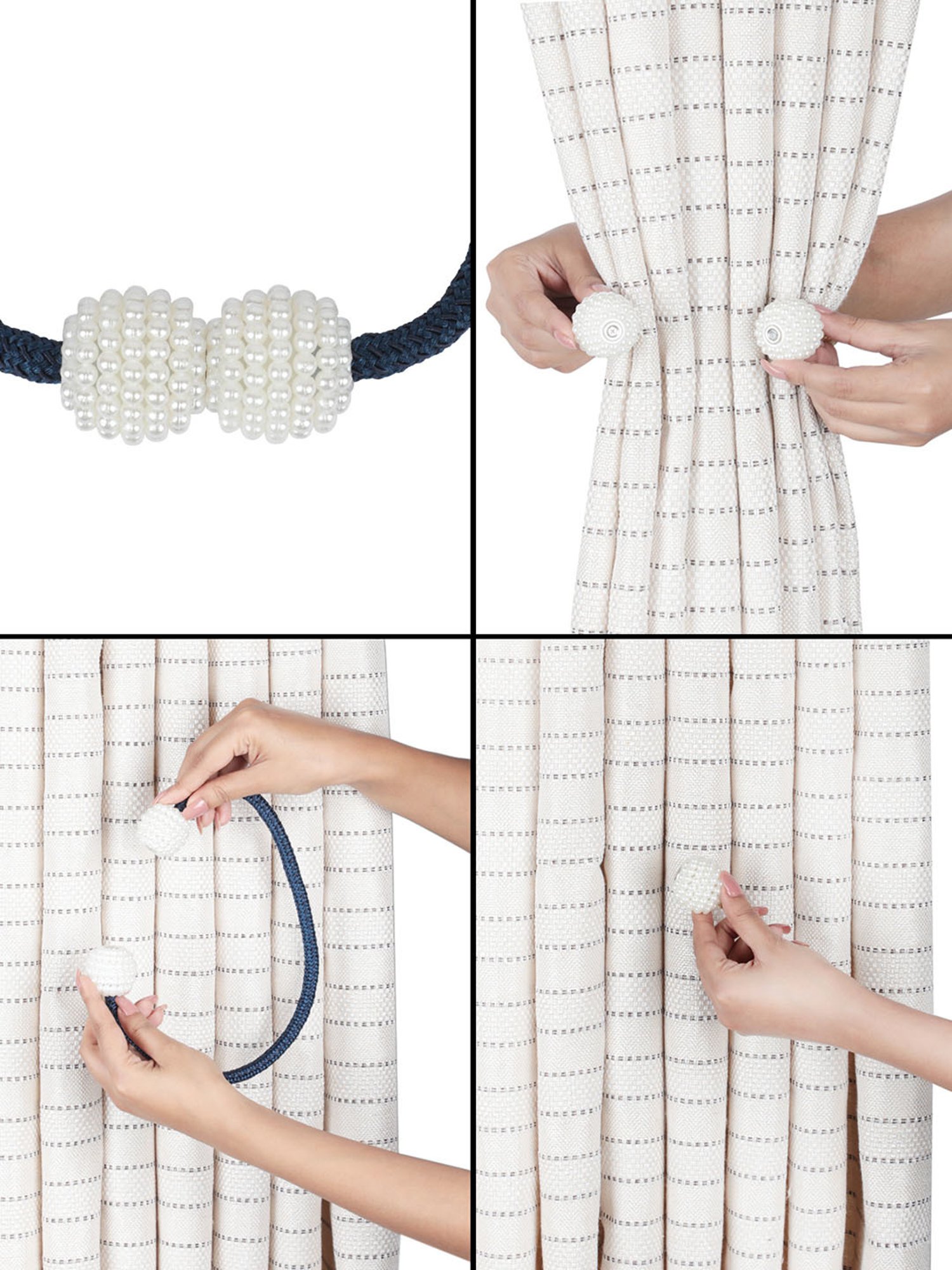 Romee Blue Polyester Solid Curtain Tie and Hold Backs