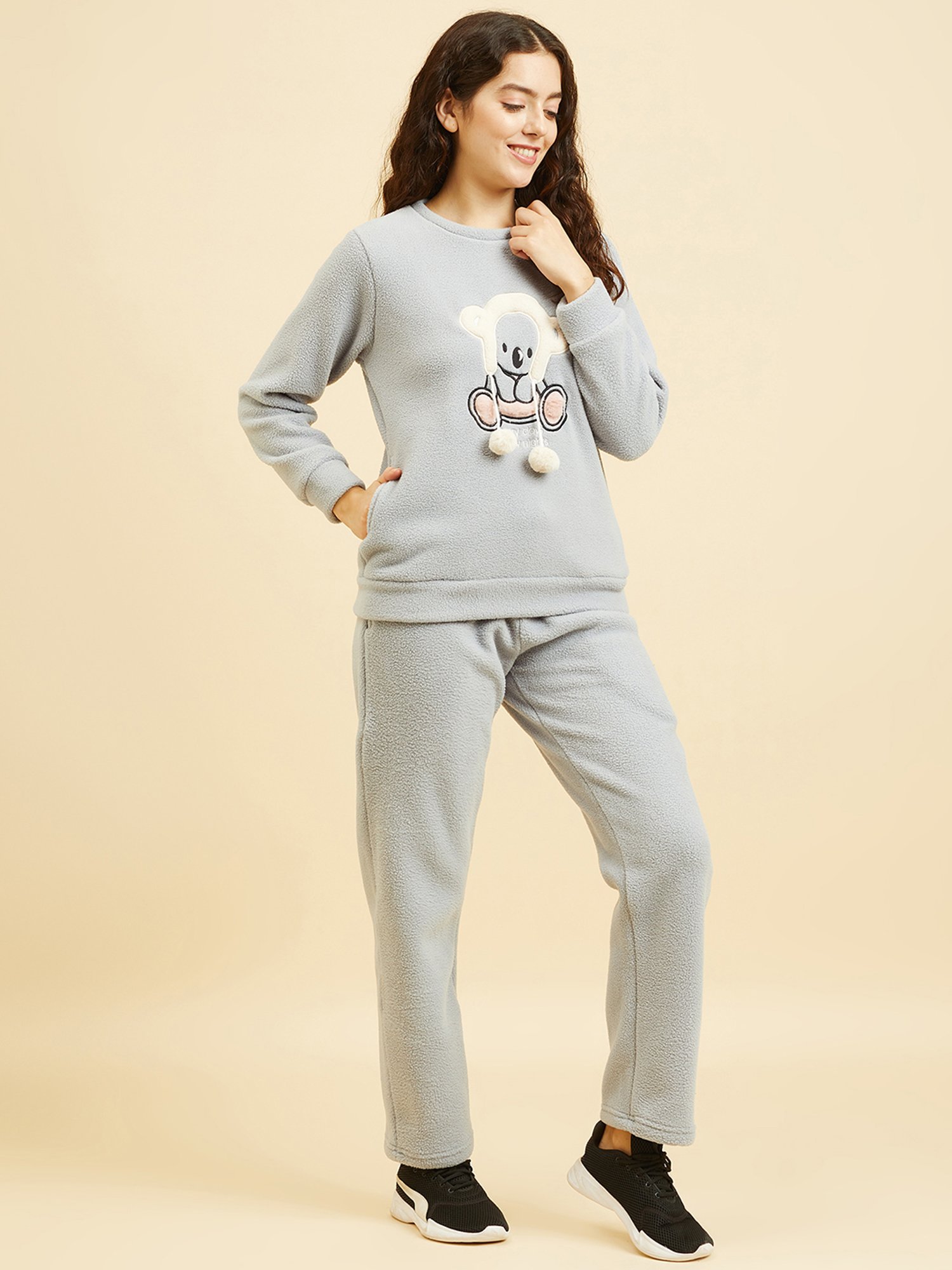 Sweet Dreams Grey Printed Pullover With Pants