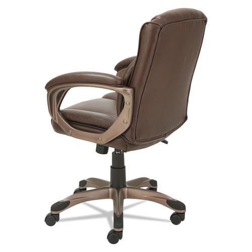 Alera Veon Series Low-Back Leather Task Chair w/Coil Spring Cushion, Brown