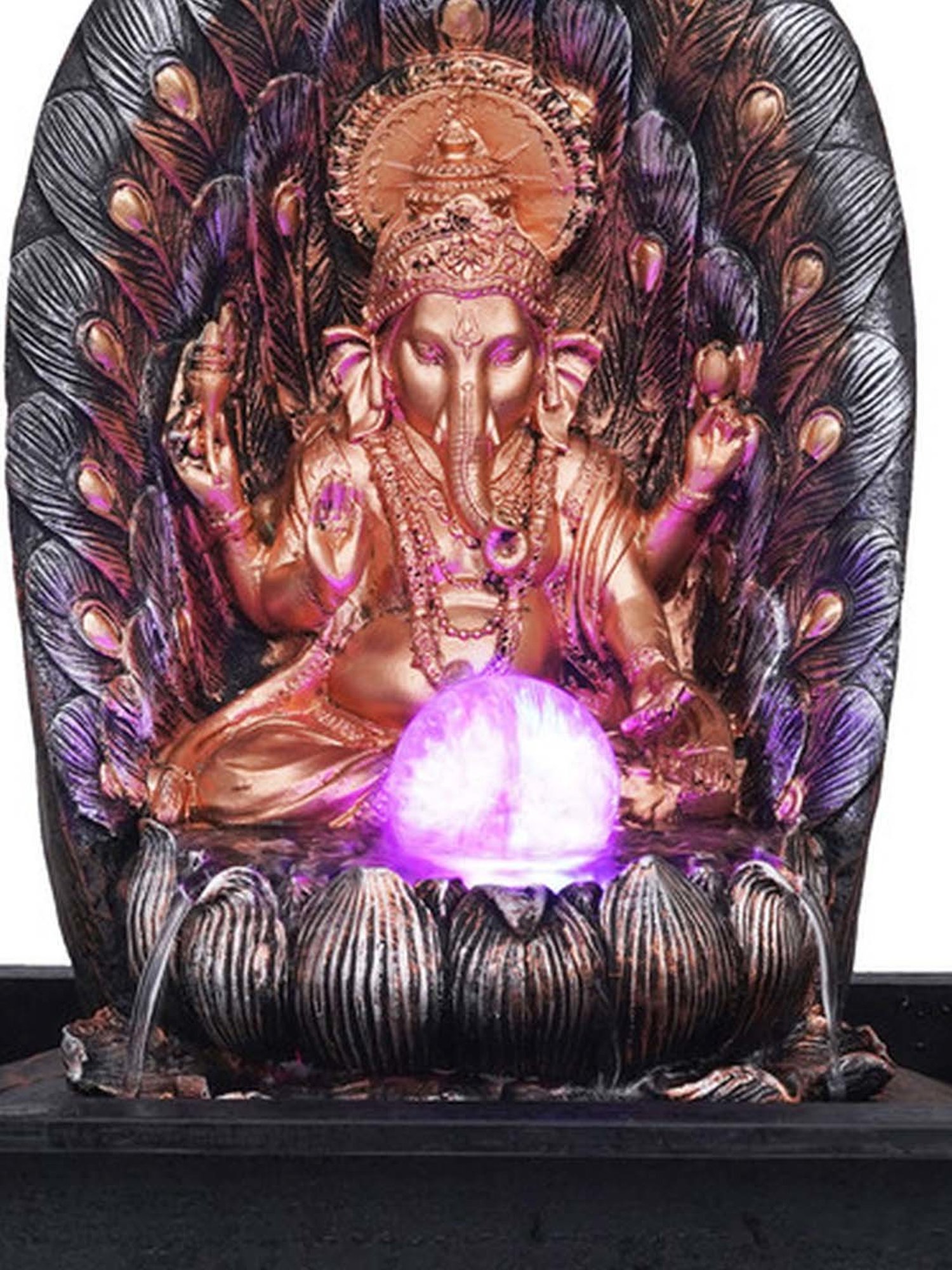 CHRONIKLE Gold & Brown Polyresin Ganesha Waterfall Fountain