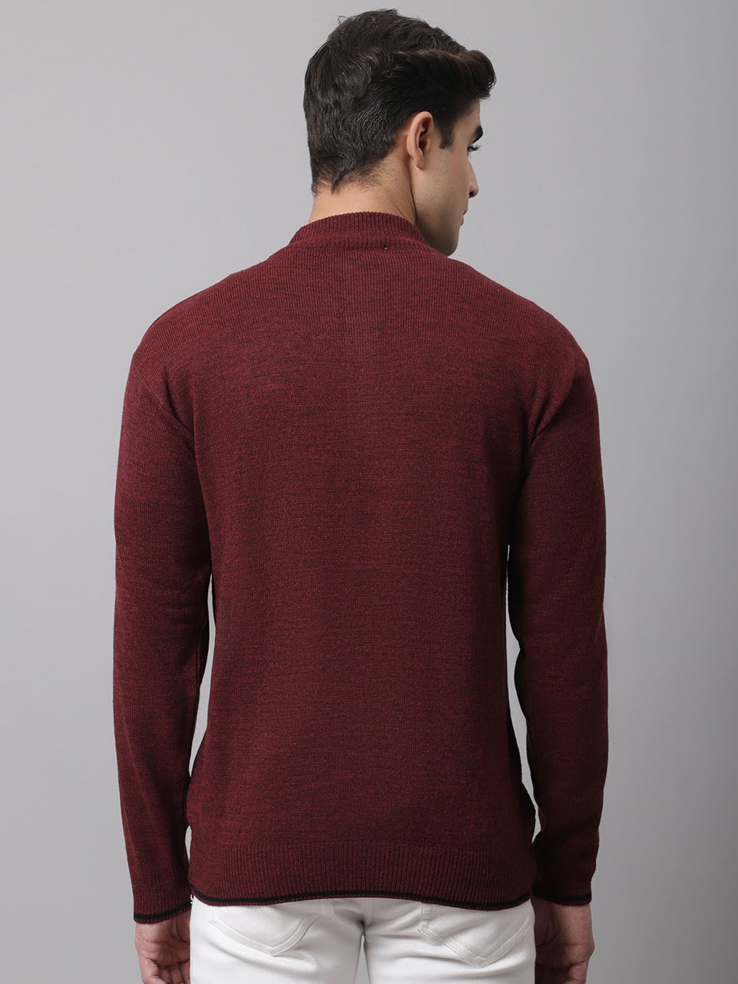 Cantabil Maroon Regular Fit Self Design Sweater