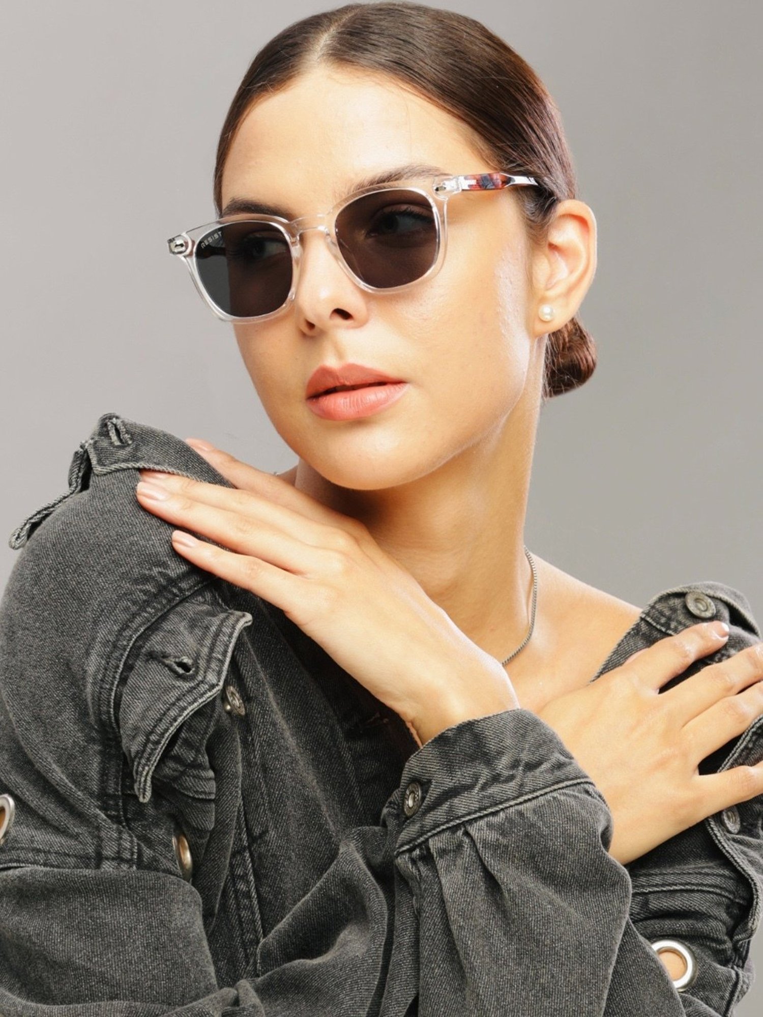 Resist Eyewear Black Wayfarer uv protected Unisex Sunglasses